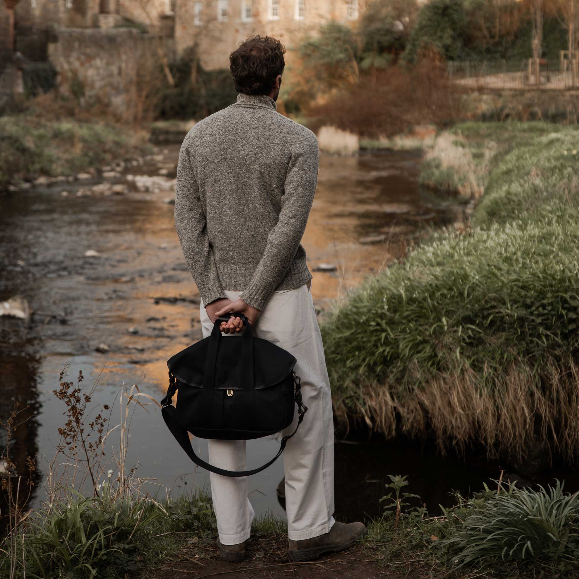 Musette Black BM – Canvas & Vegetable-Tanned Leather Bag | Bleu de